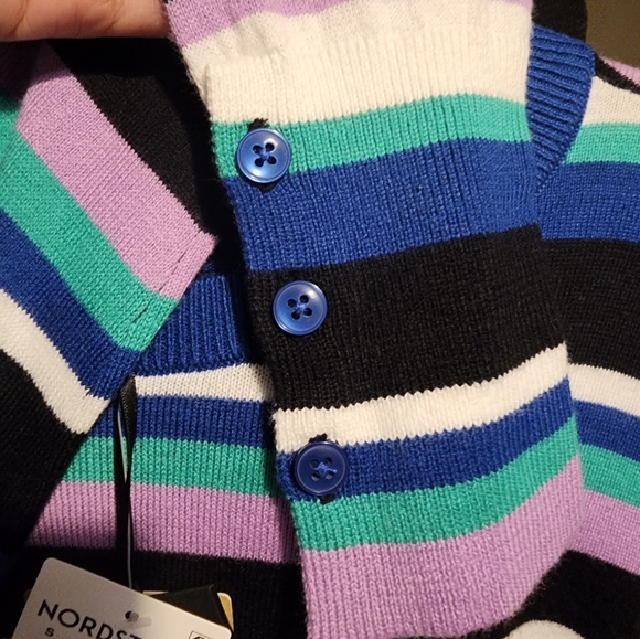 NWT HALOGEN CREWNECK SWEATER Multi Blue Freya Stripe Sz Small - Picture 5 of 6